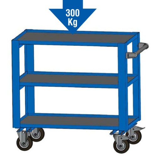 CARRELLO 3 PIANI TIPO PESANTE PORTATA 300 KG