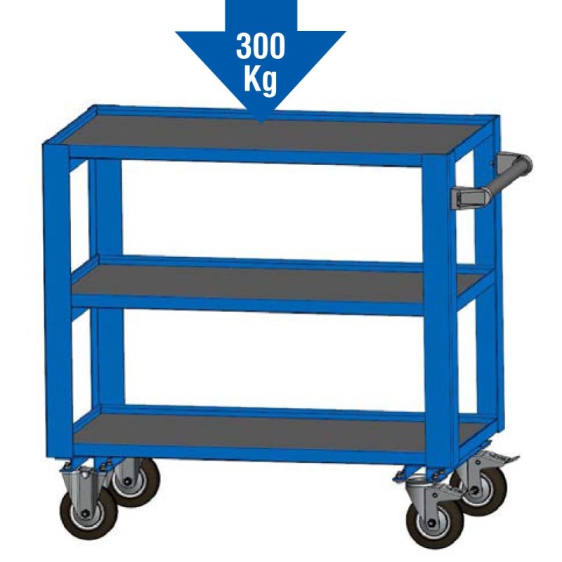 CARRELLO 3 PIANI TIPO PESANTE PORTATA 300 KG